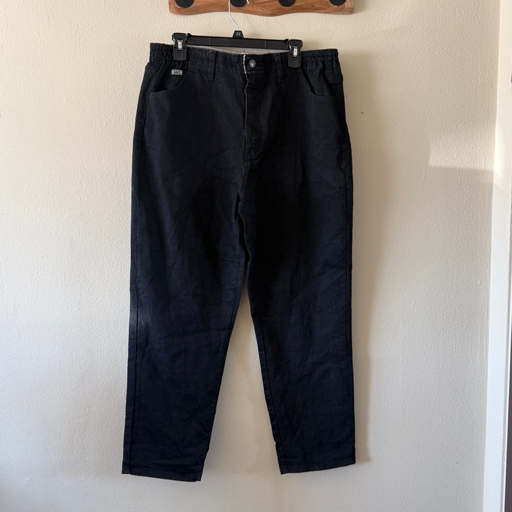 Lee Relaxed Fit Black Straight Leg Elastic Waist Pants size 16 Petite